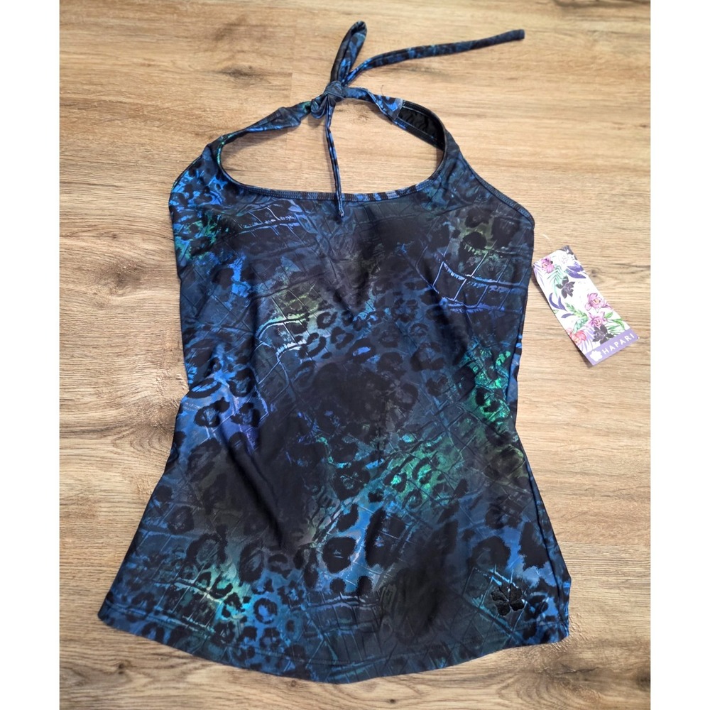 NWT Hapari size S 4-6 Swim Animal print Halter Sport Tankini Top Swimsuit